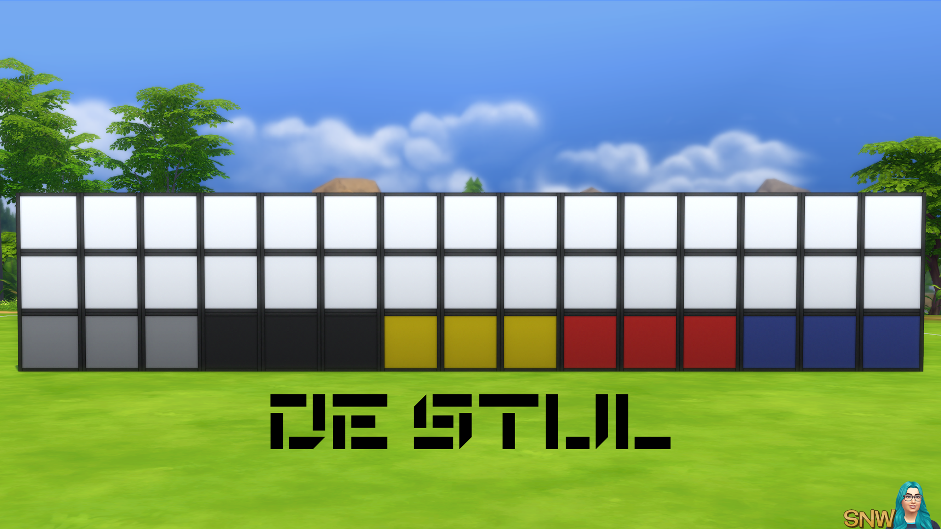 De Stijl Walls for The Sims 4