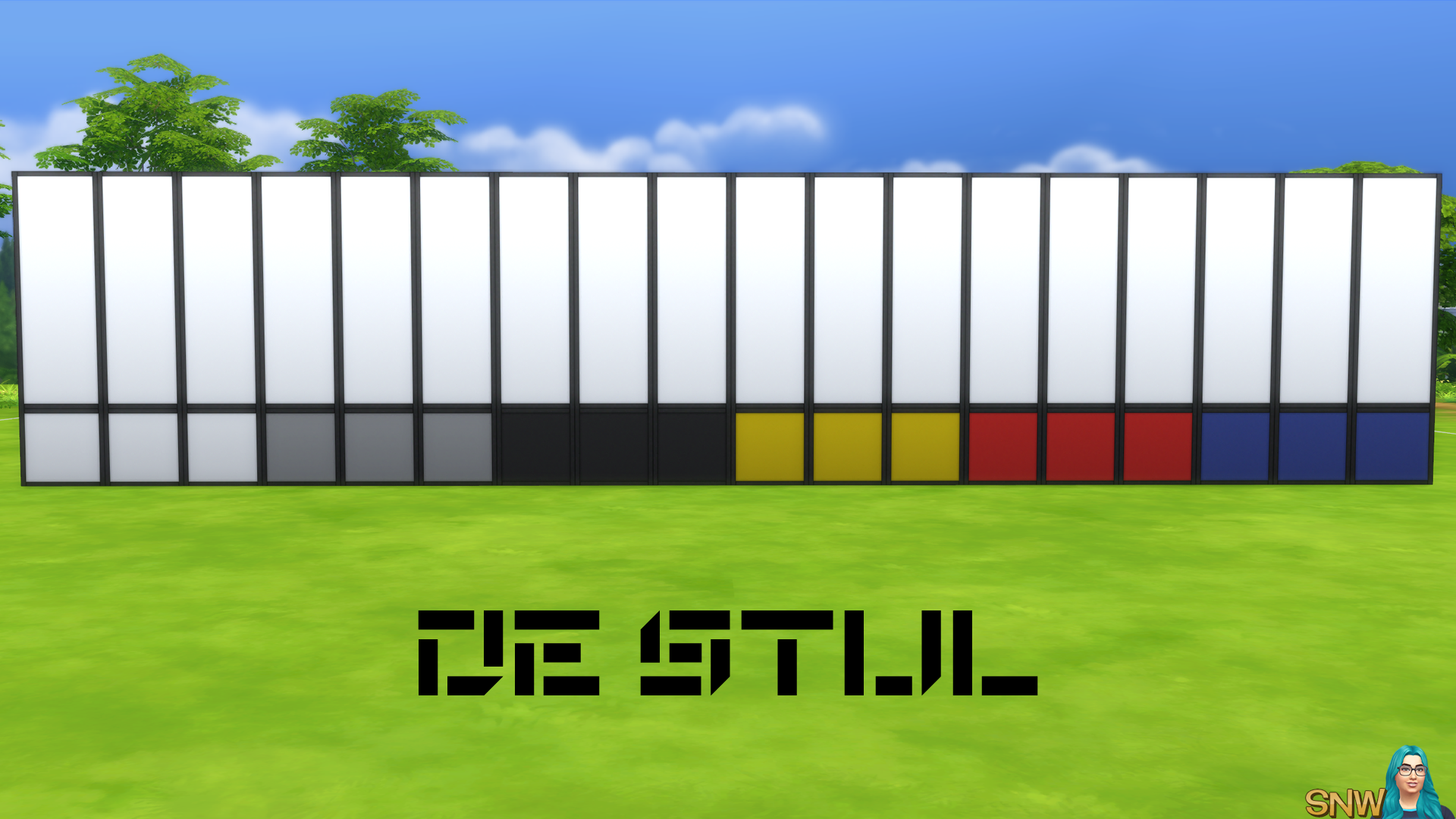 De Stijl Walls for The Sims 4