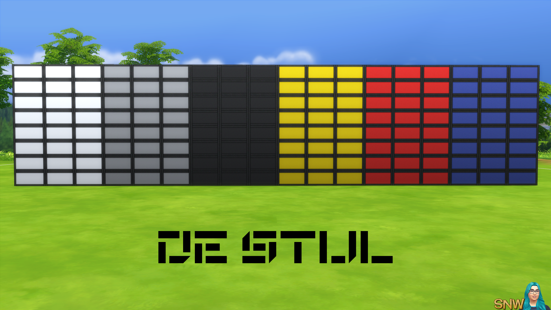 De Stijl Walls for The Sims 4