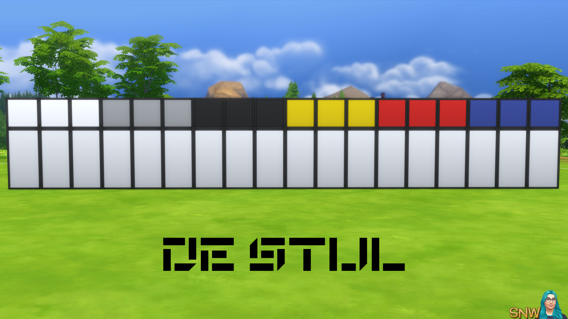 De Stijl Walls for The Sims 4